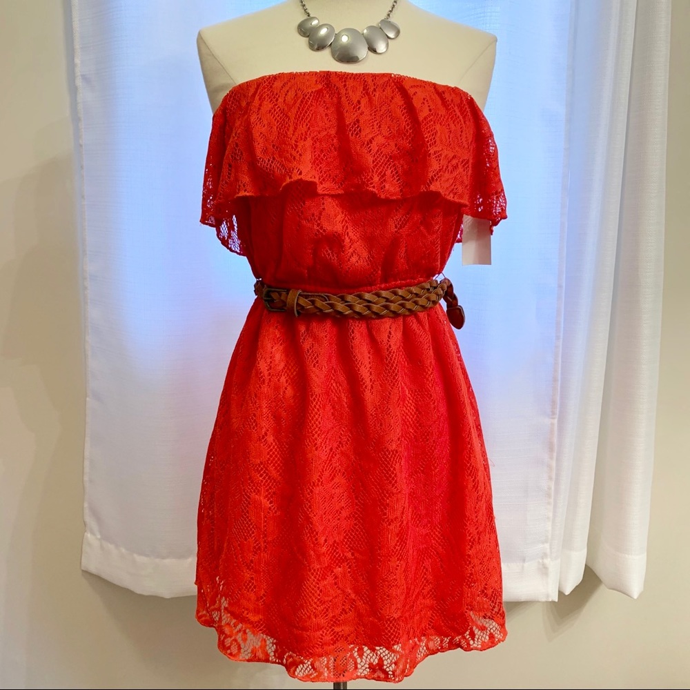 NWT Dark coral strapless lace dress